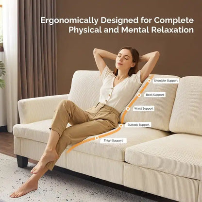 83.5 Upholstered Square Arm Suede Sofa