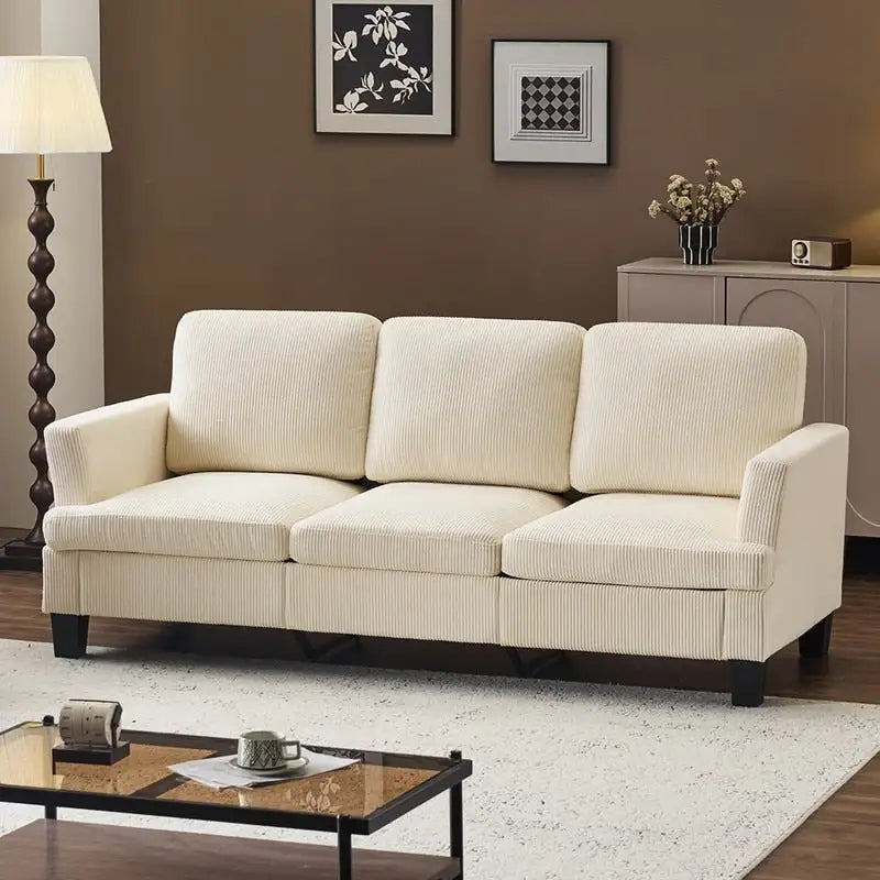 83.5 Upholstered Square Arm Suede Sofa
