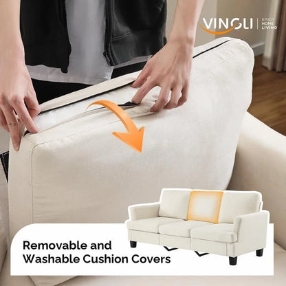 83.5 Upholstered Square Arm Suede Sofa