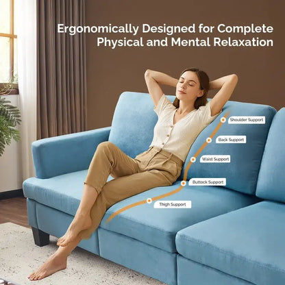 83.5 Upholstered Square Arm Suede Sofa