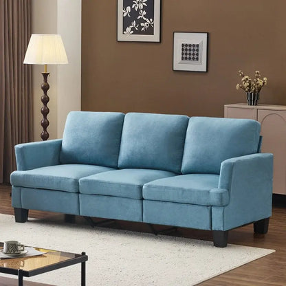 83.5 Upholstered Square Arm Suede Sofa