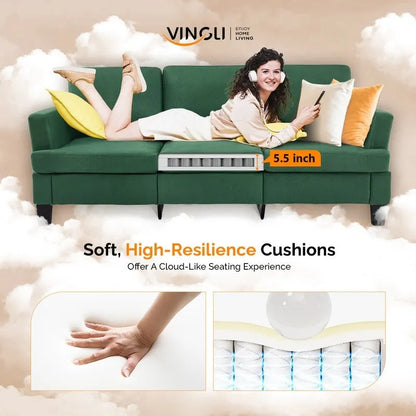 83.5 Upholstered Square Arm Suede Sofa