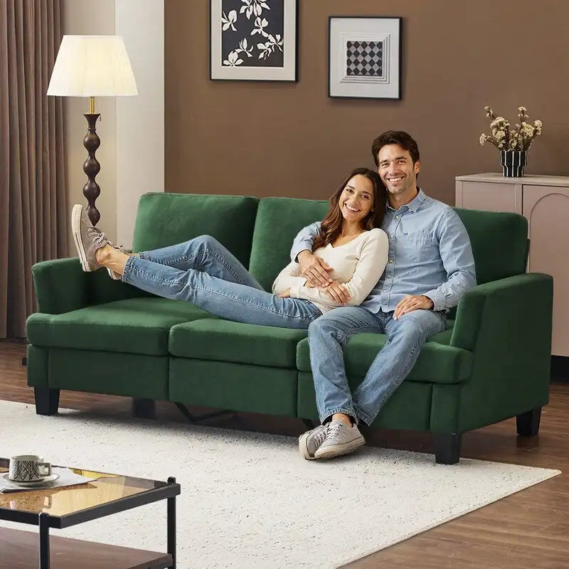 83.5 Upholstered Square Arm Suede Sofa