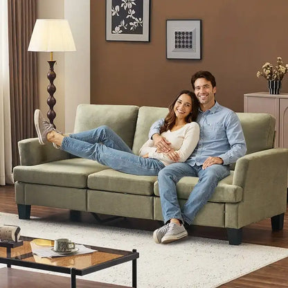 83.5 Upholstered Square Arm Suede Sofa