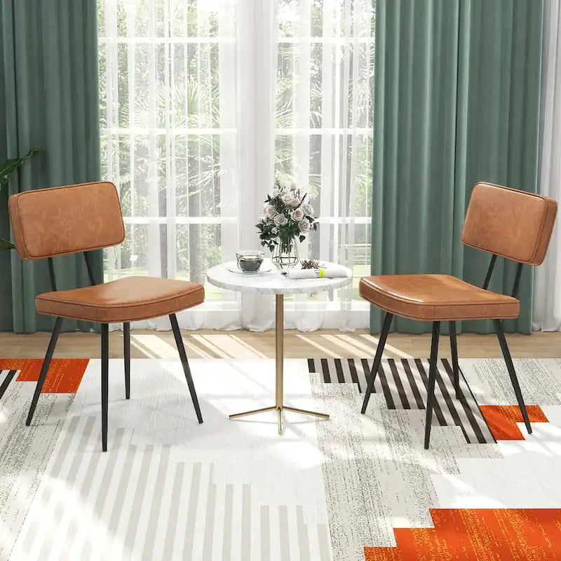 Costway Dining Chairs Set of 2 with PU Leather Cover Filled Sponge - See Details