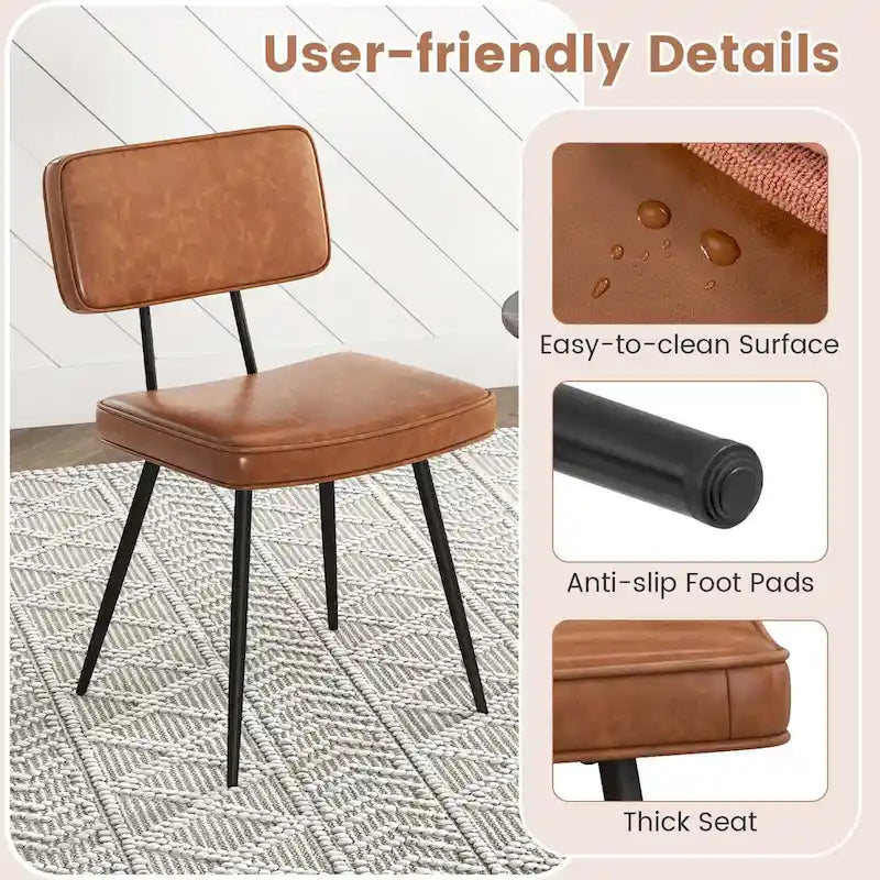 Costway Dining Chairs Set of 2 with PU Leather Cover Filled Sponge - See Details