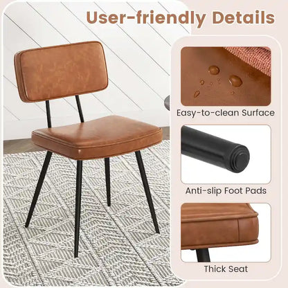 Costway Dining Chairs Set of 2 with PU Leather Cover Filled Sponge - See Details