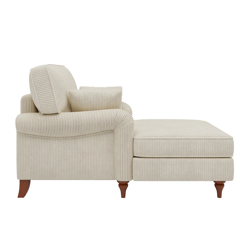 40.5Oversized Chaise Lounge Chair with 2 Comfy Pillows Rolled Arms Corduroy Fabric Sleeper Sofa Chair for Living Room Bedroom