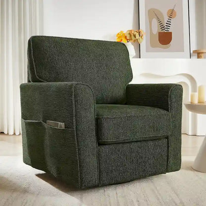 Accent Barrel Chair with Side Pockets360 Swivel Office Chair Chenille Armchair for Office