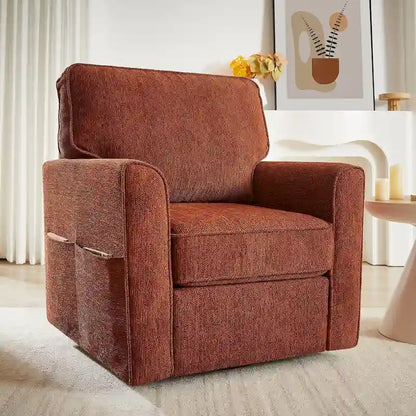 Accent Barrel Chair with Side Pockets360 Swivel Office Chair Chenille Armchair for Office
