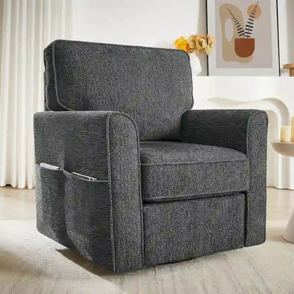 Accent Barrel Chair with Side Pockets360 Swivel Office Chair Chenille Armchair for Office