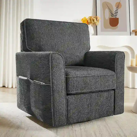 Accent Barrel Chair with Side Pockets360 Swivel Office Chair Chenille Armchair for Office