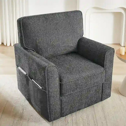 Accent Barrel Chair with Side Pockets360 Swivel Office Chair Chenille Armchair for Office