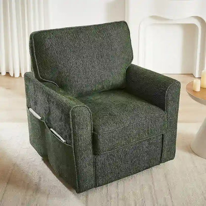 Accent Barrel Chair with Side Pockets360 Swivel Office Chair Chenille Armchair for Office