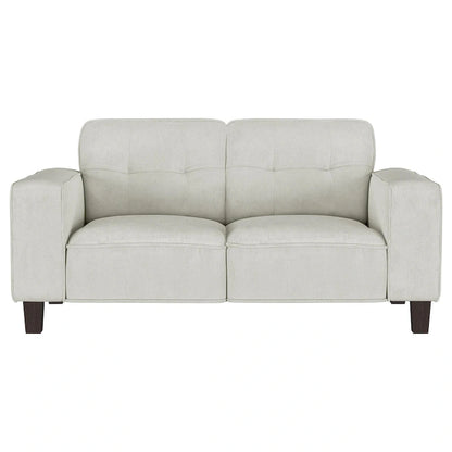 Dero Loveseat, 58 Inch, Light Gray Faux Corduroy, Modern Track Arms