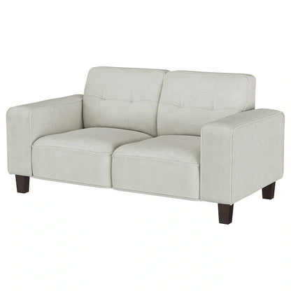 Dero Loveseat, 58 Inch, Light Gray Faux Corduroy, Modern Track Arms