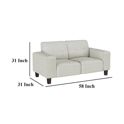 Dero Loveseat, 58 Inch, Light Gray Faux Corduroy, Modern Track Arms