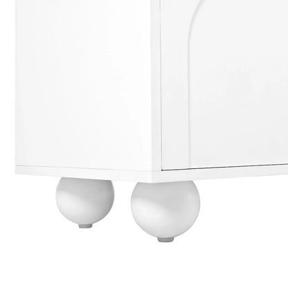 Modern Storage TV Stand with 2 Rebound Cabinets, 2 Drawers and 5 Round Legs for Living Room Bedroom