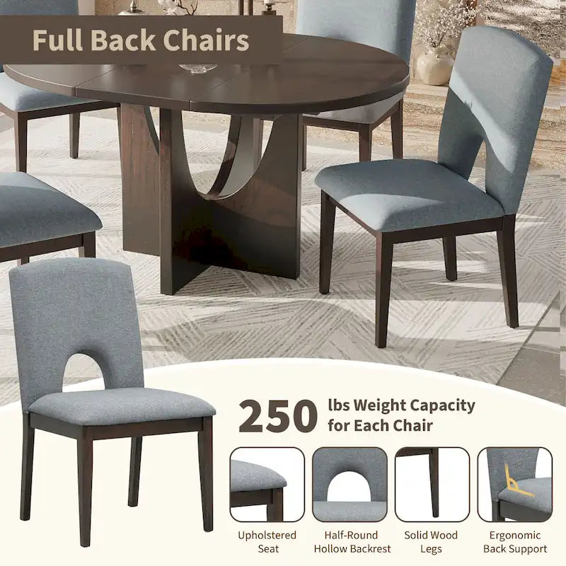 Modern 5-Piece Round Dining Table with 16.2 Removable Leaf