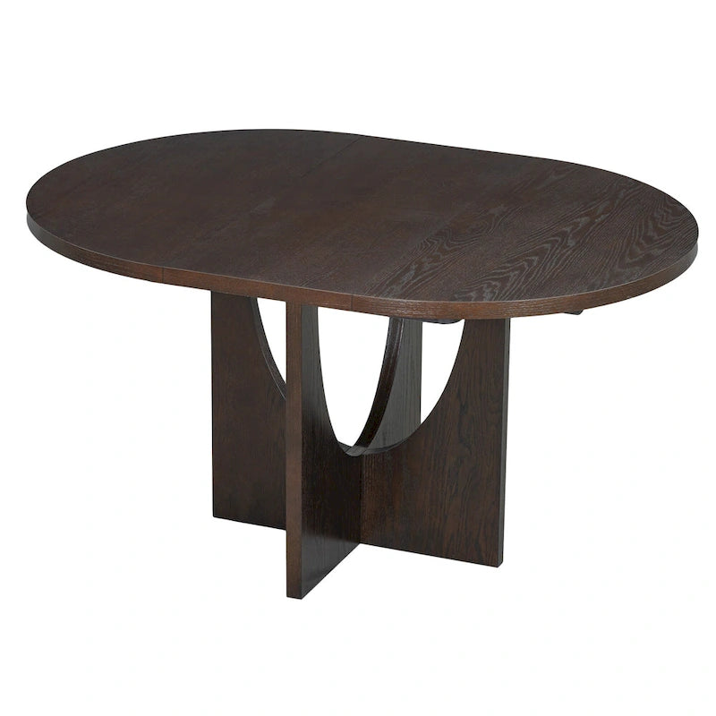 Modern 5-Piece Round Dining Table with 16.2 Removable Leaf