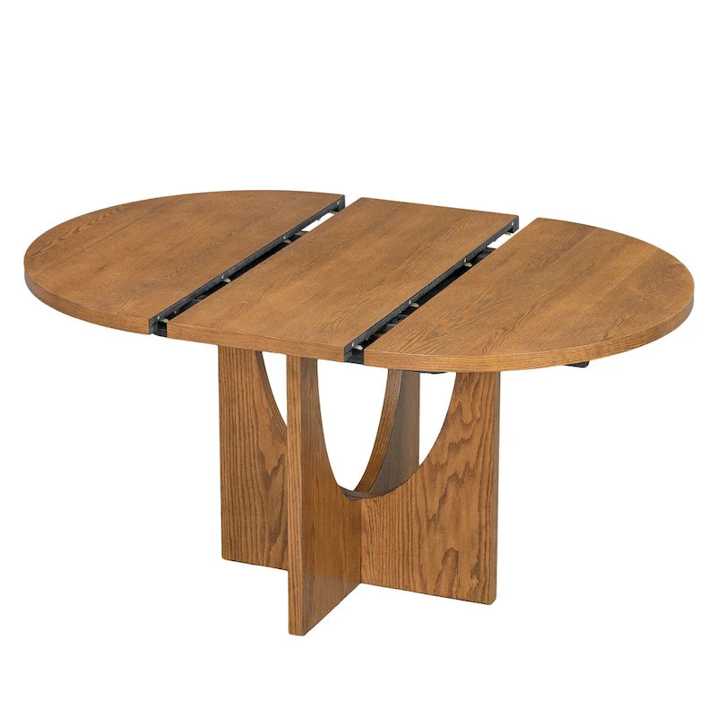 Modern 5-Piece Round Dining Table with 16.2 Removable Leaf