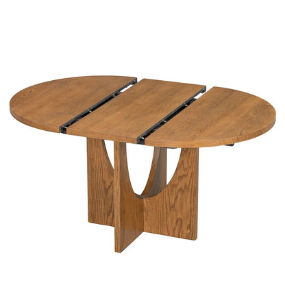 Modern 5-Piece Round Dining Table with 16.2 Removable Leaf