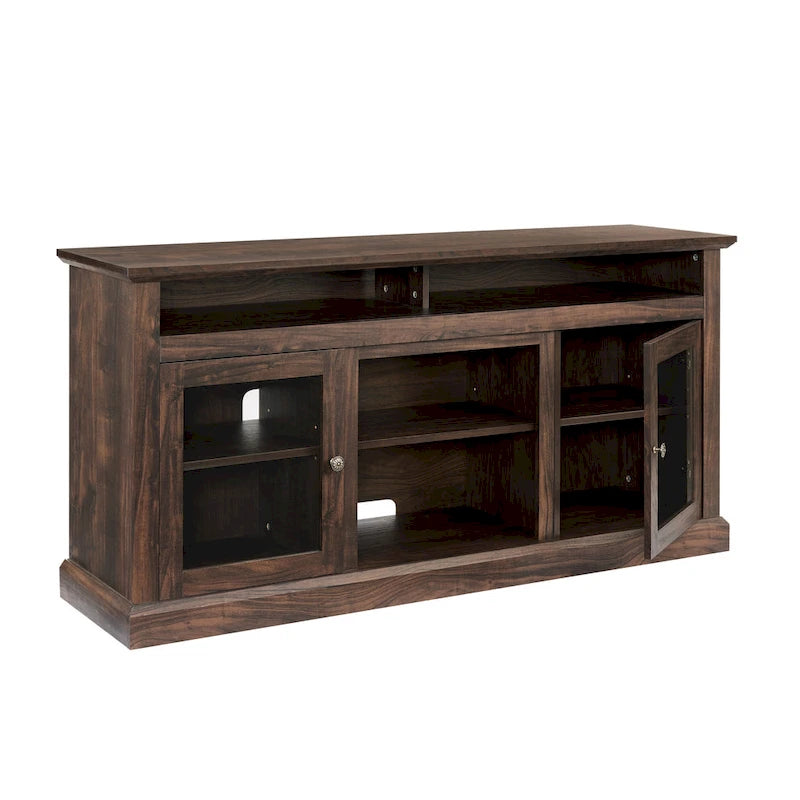 Classic American TV Stand with 4 Storage Shelf and 2 Storage Cabinets for Living Rooms Bedroom and Office