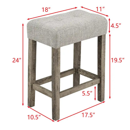 Bar Dining Table Set and 3 Bar Stools with Power Outlet Kitchen Breakfast Nook Wooden Dining Table Chairs Sets