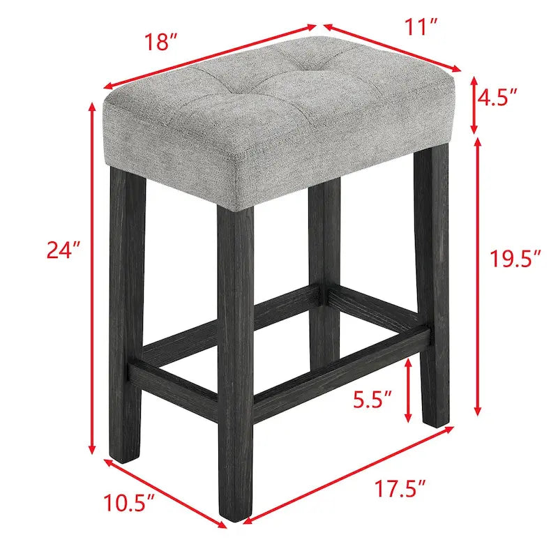 Bar Dining Table Set and 3 Bar Stools with Power Outlet Kitchen Breakfast Nook Wooden Dining Table Chairs Sets