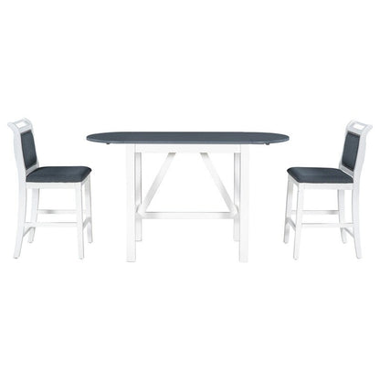 Compact 3-Piece Counter-Height Set  Drop-Leaf Wood Table & 2 Padded Dining Chairs for Small Spaces