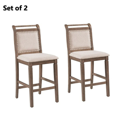 Compact 3-Piece Counter-Height Set  Drop-Leaf Wood Table & 2 Padded Dining Chairs for Small Spaces