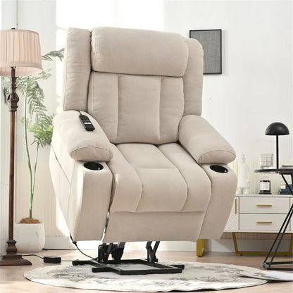 Snowflake Velvet Fabric Power Lift Recliner w/Extended Footrest