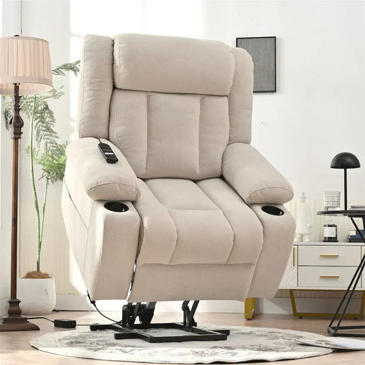 Snowflake Velvet Fabric Power Lift Recliner w/Extended Footrest
