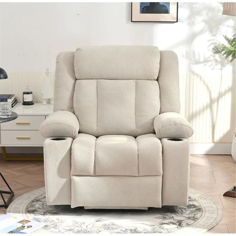Snowflake Velvet Fabric Power Lift Recliner w/Extended Footrest