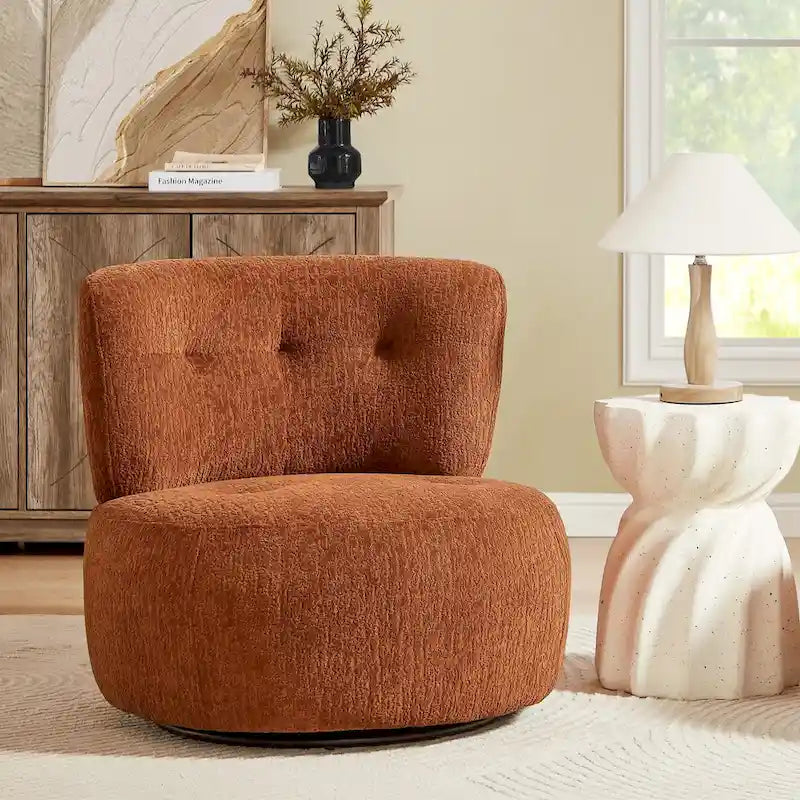 Art Leon Flannel Upholstered Swivel Accent Chair
