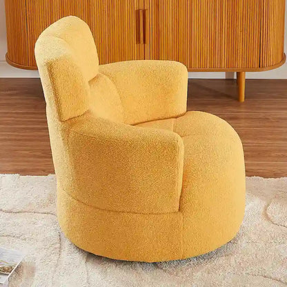 360 Swivel Chair, Upholstered Barrel Chair with Adjustable Headrest Modern Swivel Round Sofa Chair for Living Room