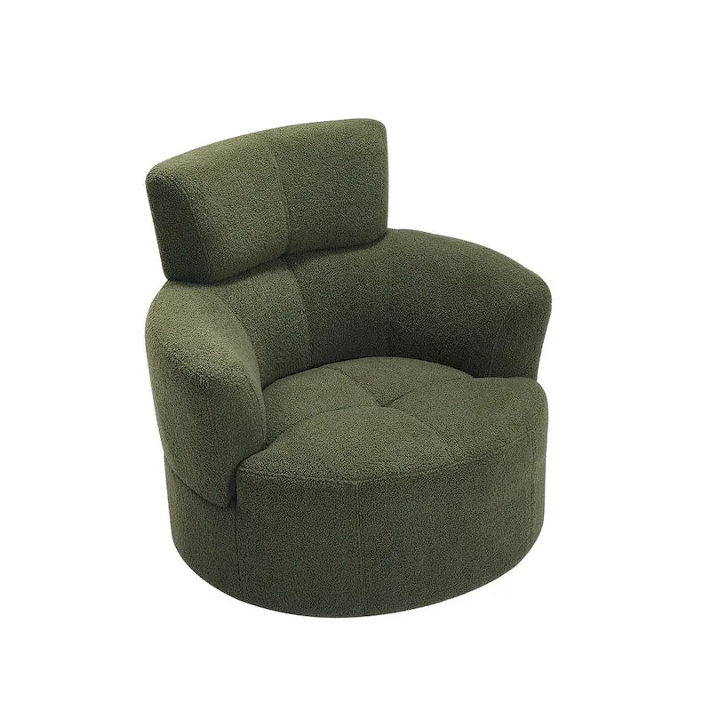 360 Swivel Chair, Upholstered Barrel Chair with Adjustable Headrest Modern Swivel Round Sofa Chair for Living Room
