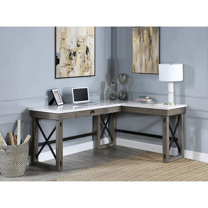 Talmar Marble Top Weathered Gray Finish Writing Desk with Lift Top