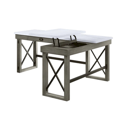 Talmar Marble Top Weathered Gray Finish Writing Desk with Lift Top