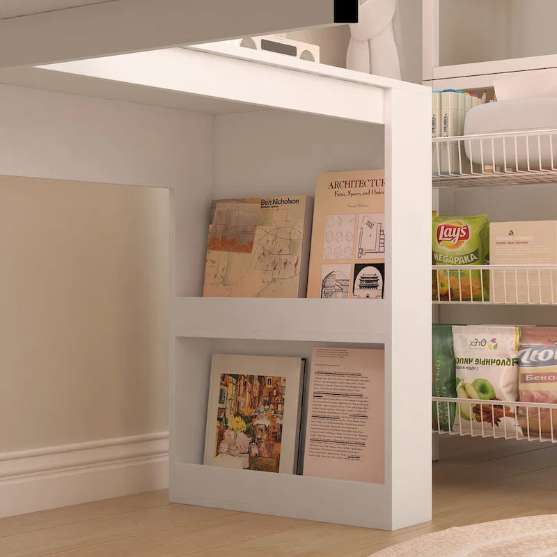 L Shaped Desk with outlet, Computer Desk with Drawers, Bookshelf