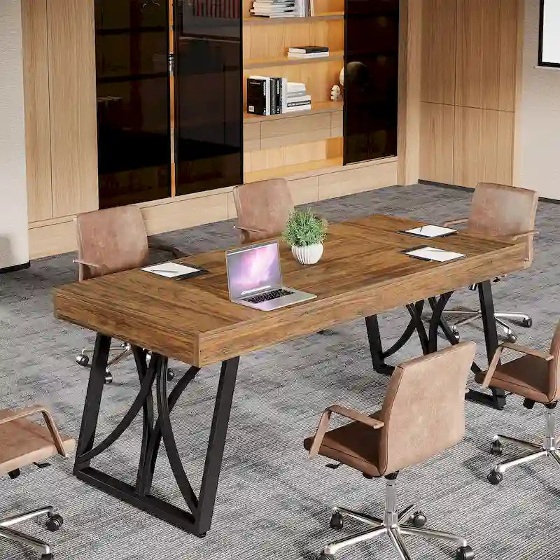 63-Inch Conference Table for 6-8 People, Rectangular Meeting Table