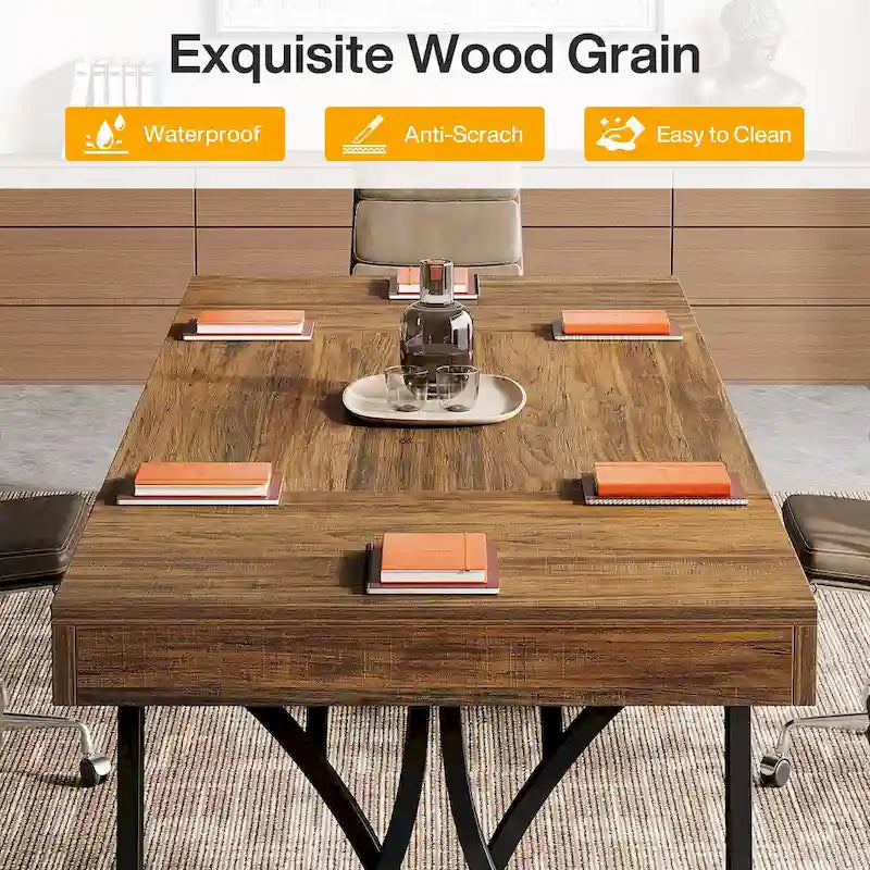 63-Inch Conference Table for 6-8 People, Rectangular Meeting Table