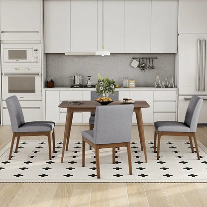 Dining Room Set of 5, Kitchen Set with Wood Frame Dining Table and 4 Upholstered Chairs for Dining Room Restaurant