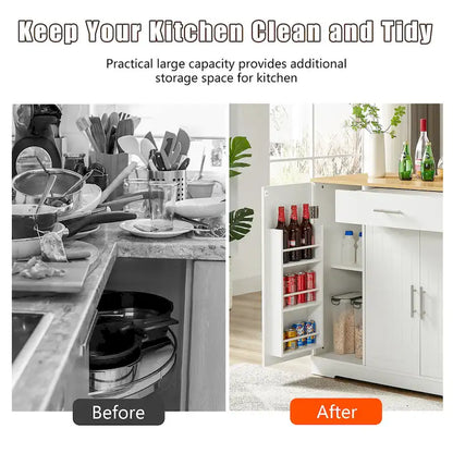 53 Inch Large Kitchen Island With Trash Can Storage Cabinet(no include stool)