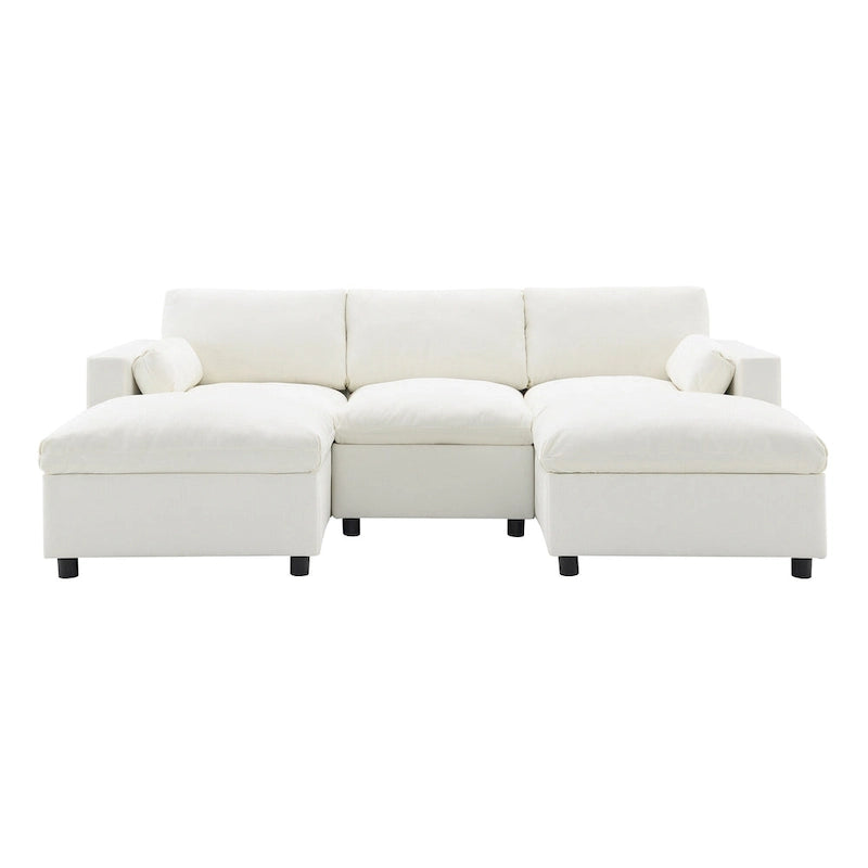 U Shaped Chenille Modular Sectional Cloud Sofa with 2 Ottoman, Pillows