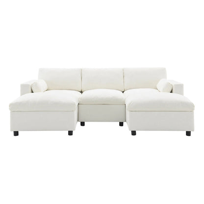 U Shaped Chenille Modular Sectional Cloud Sofa with 2 Ottoman, Pillows