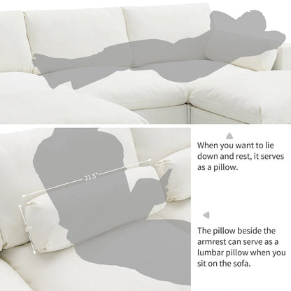 U Shaped Chenille Modular Sectional Cloud Sofa with 2 Ottoman, Pillows