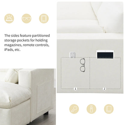 U Shaped Chenille Modular Sectional Cloud Sofa with 2 Ottoman, Pillows