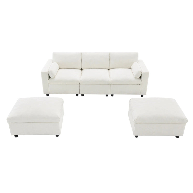 U Shaped Chenille Modular Sectional Cloud Sofa with 2 Ottoman, Pillows