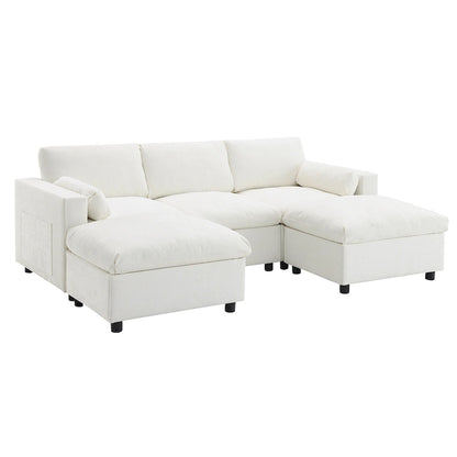 U Shaped Chenille Modular Sectional Cloud Sofa with 2 Ottoman, Pillows